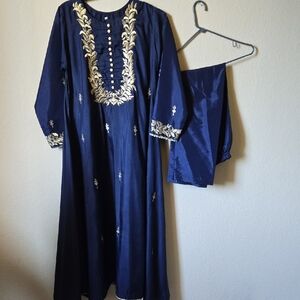 Navy Blue Embroidered Dress
